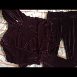 PINK velour cropped hoodie & leggings